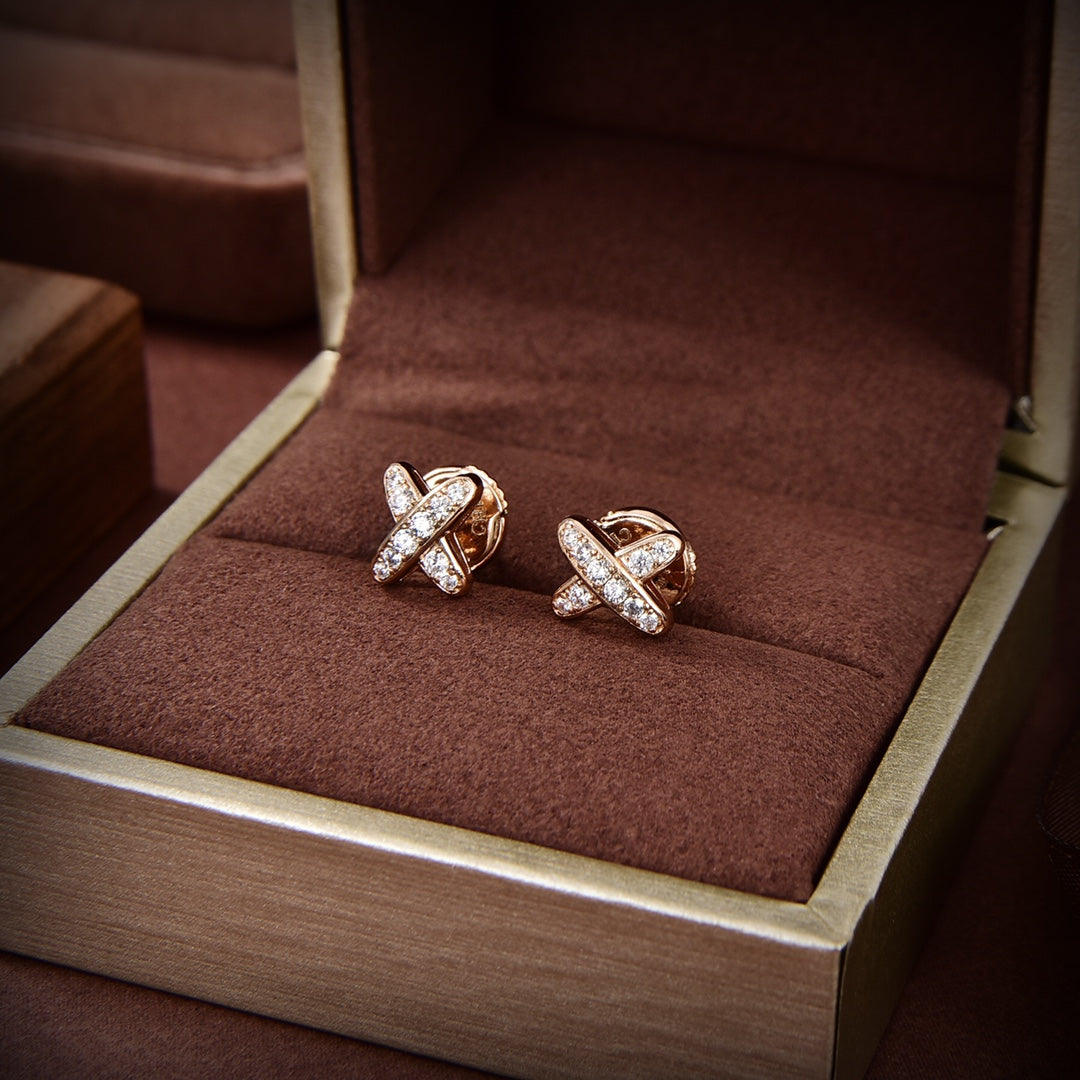 [⭐Glow]JEUX DE GOLD DIAMOND EARRINGS
