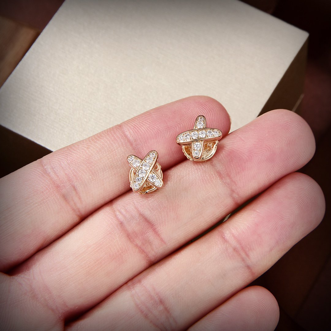[⭐Glow]JEUX DE GOLD DIAMOND EARRINGS