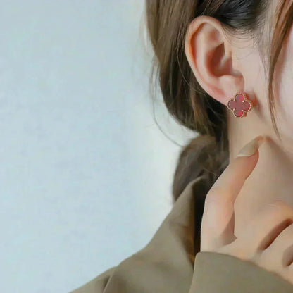 [⭐Glow]CLOVER MEDIUM 1 MOTIFS CARNELIAN  EARRINGS