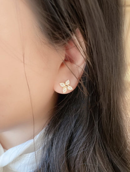 [⭐Glow]STAR BLOSSOM STUD EARRINGS PINK GOLD DIAMONDS