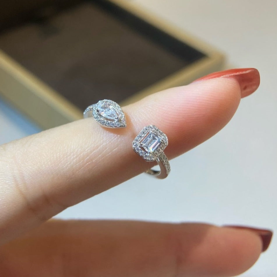 [⭐Glow]MY TWIN TOI & MOI SILVER DIAMOND RING