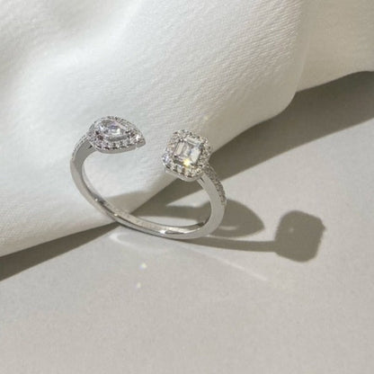 [⭐Glow]MY TWIN TOI & MOI SILVER DIAMOND RING