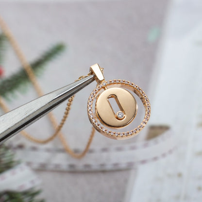 [⭐Glow]Demo MOVE PM NECKLACE PINK GOLD DIAMOND
