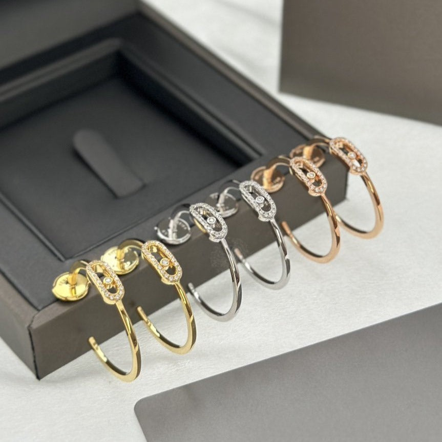 [⭐Glow]CREOLES MOVE UNO PM DIAMOND EARRINGS