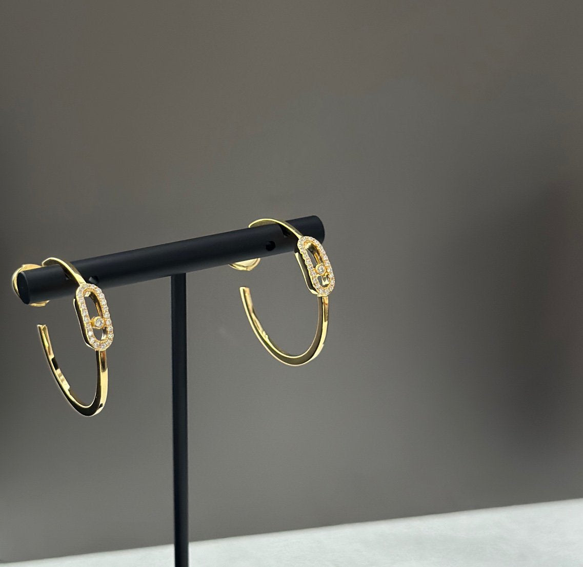 [⭐Glow]CREOLES MOVE UNO PM DIAMOND EARRINGS
