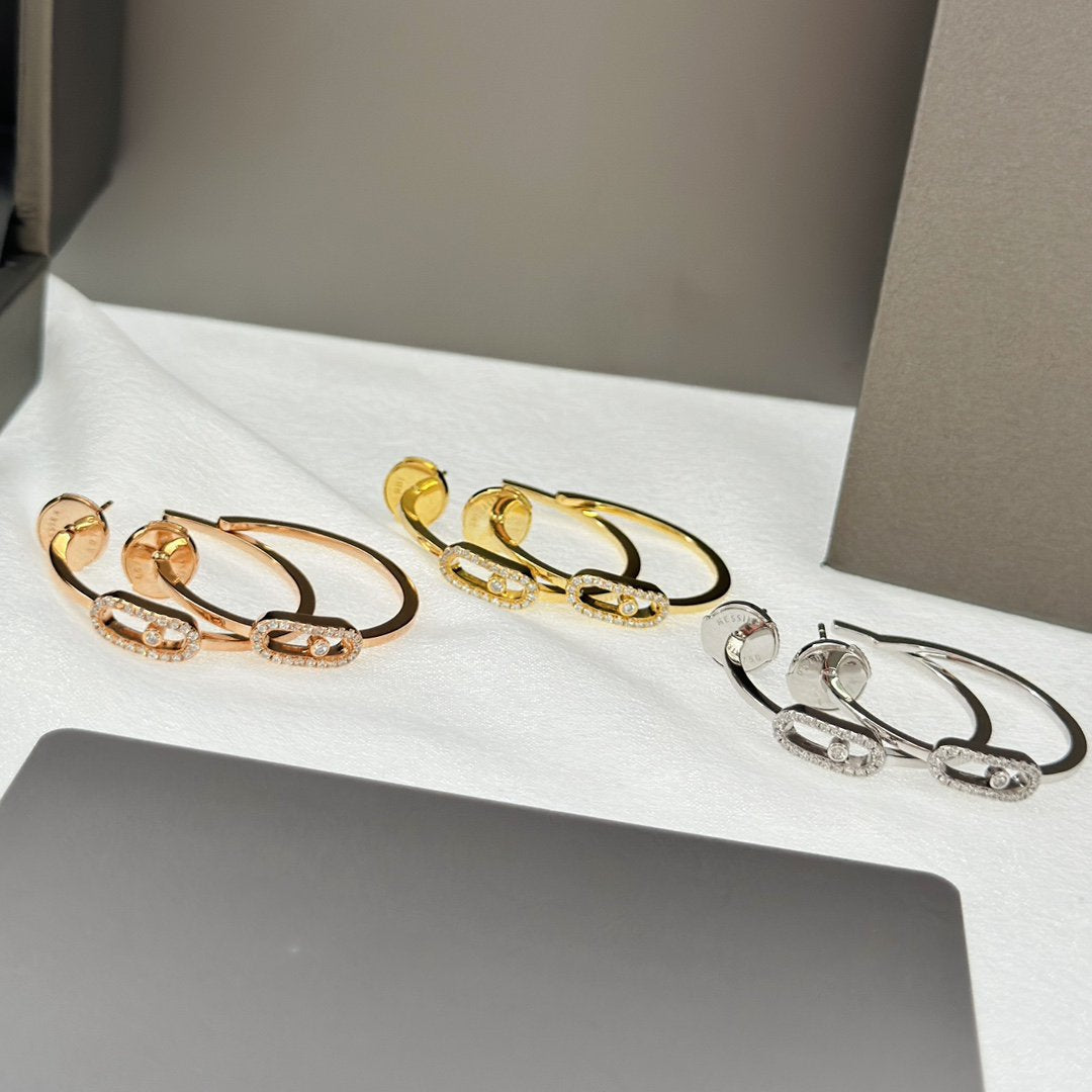 [⭐Glow]CREOLES MOVE UNO PM DIAMOND EARRINGS