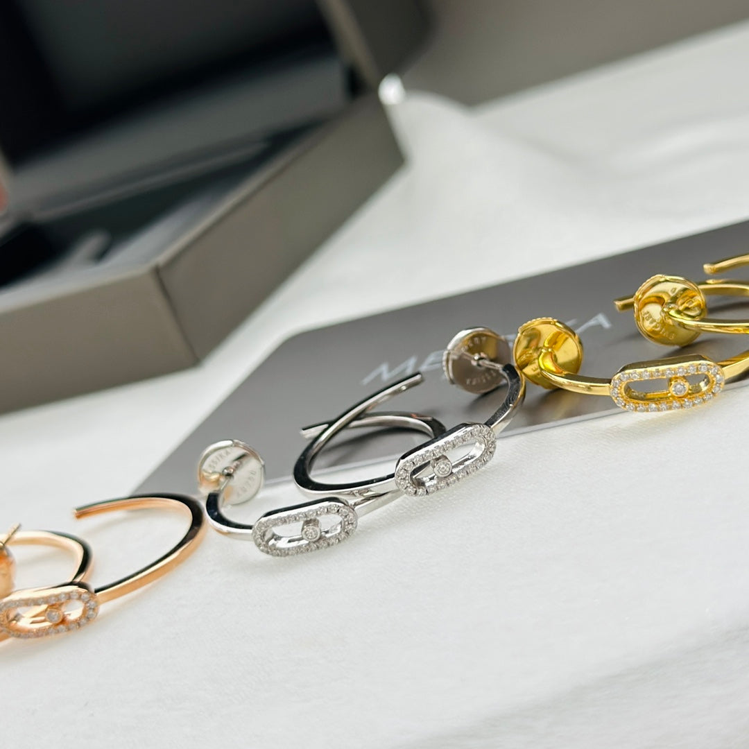 [⭐Glow]CREOLES MOVE UNO PM DIAMOND EARRINGS