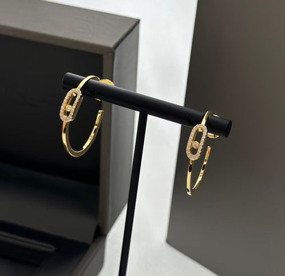 [⭐Glow]CREOLES MOVE UNO PM DIAMOND EARRINGS