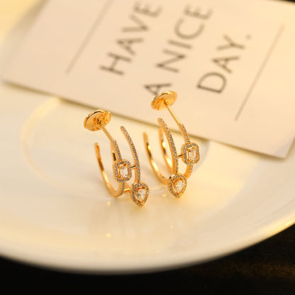 [⭐Glow]CREOLES MY TWIN 2 RANGS SILVER DIAMOND EARRINGS