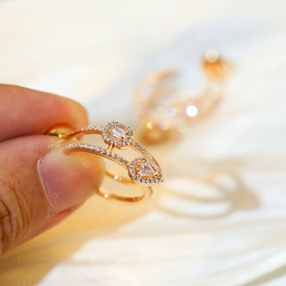 [⭐Glow]CREOLES MY TWIN 2 RANGS SILVER DIAMOND EARRINGS