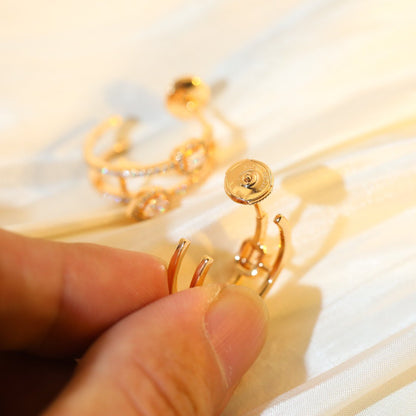 [⭐Glow]CREOLES MY TWIN 2 RANGS SILVER DIAMOND EARRINGS