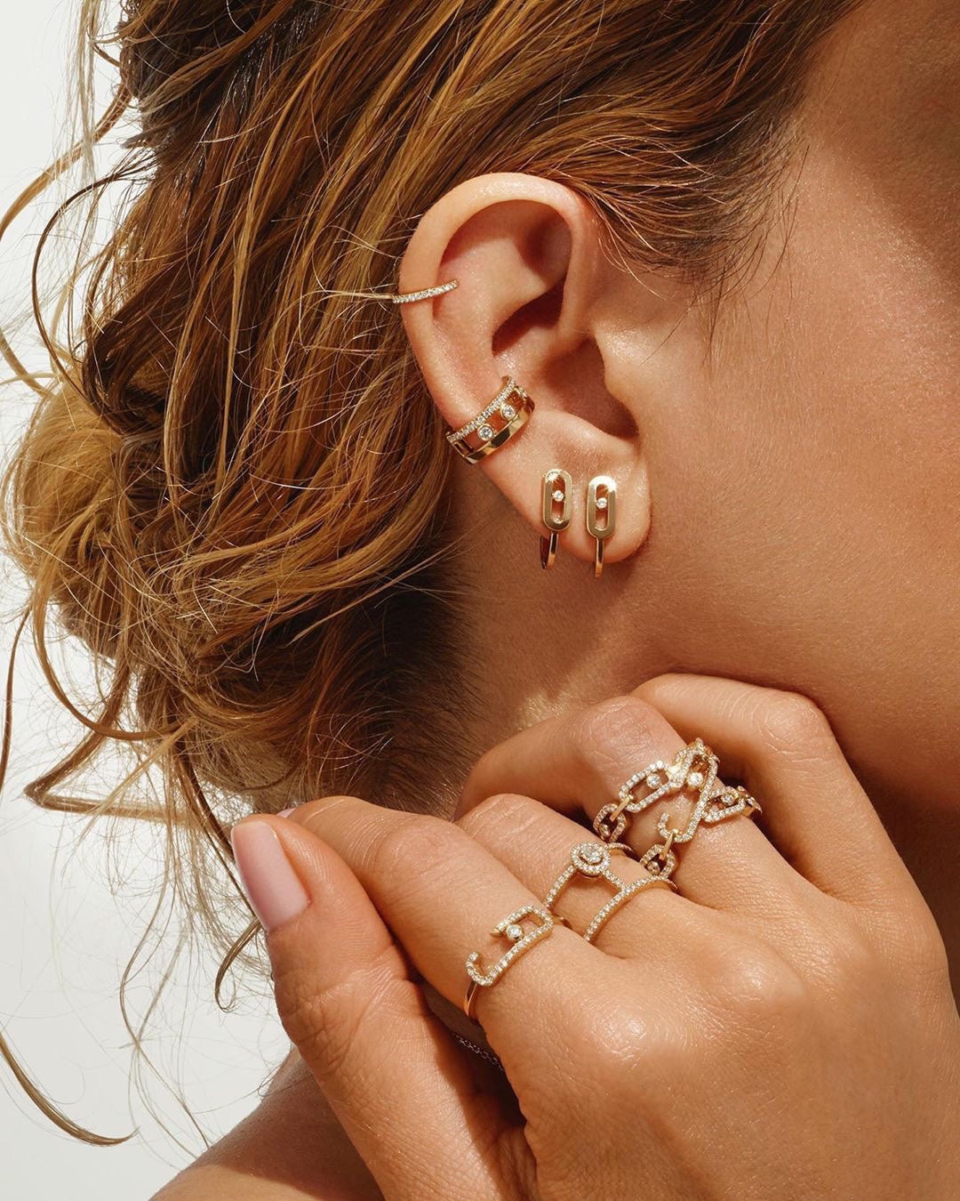 [⭐Glow]CREOLES MOVE UNO MINI 1 DIAMOND EARRINGS