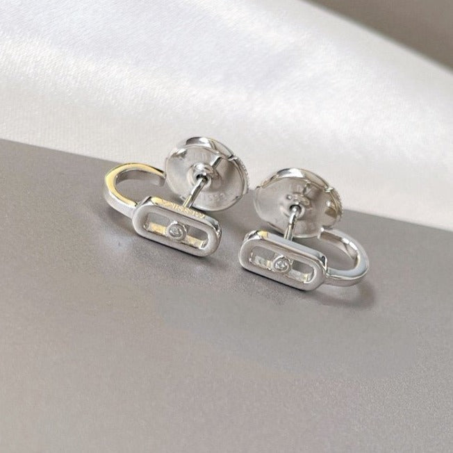 [⭐Glow]CREOLES MOVE UNO MINI 1 DIAMOND EARRINGS