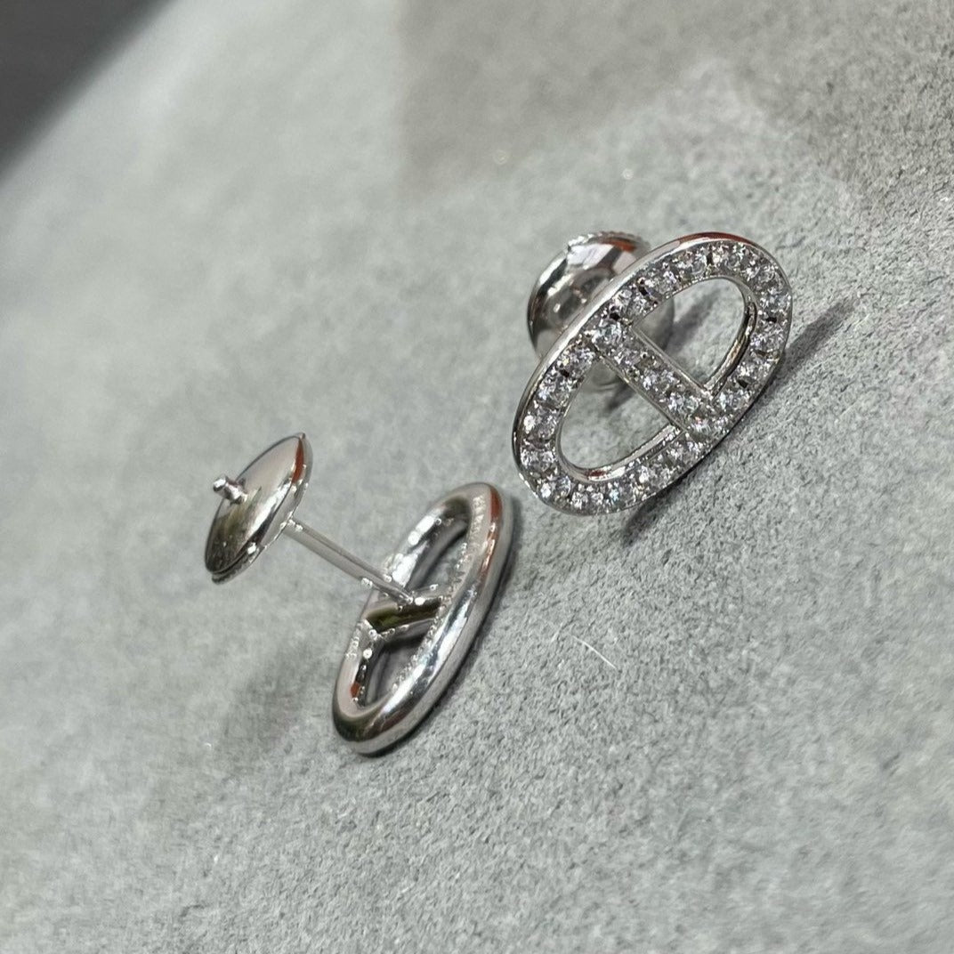 [⭐Glow]HM FULL DIAMOND PIG NOSE STUD EARRINGS