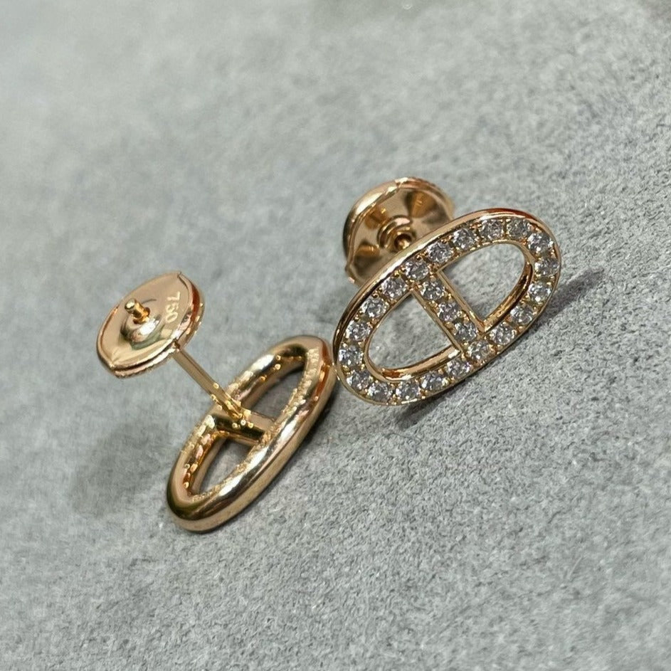 [⭐Glow]HM FULL DIAMOND PIG NOSE STUD EARRINGS