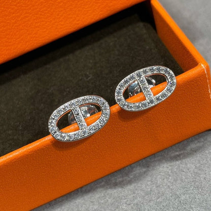 [⭐Glow]HM FULL DIAMOND PIG NOSE STUD EARRINGS