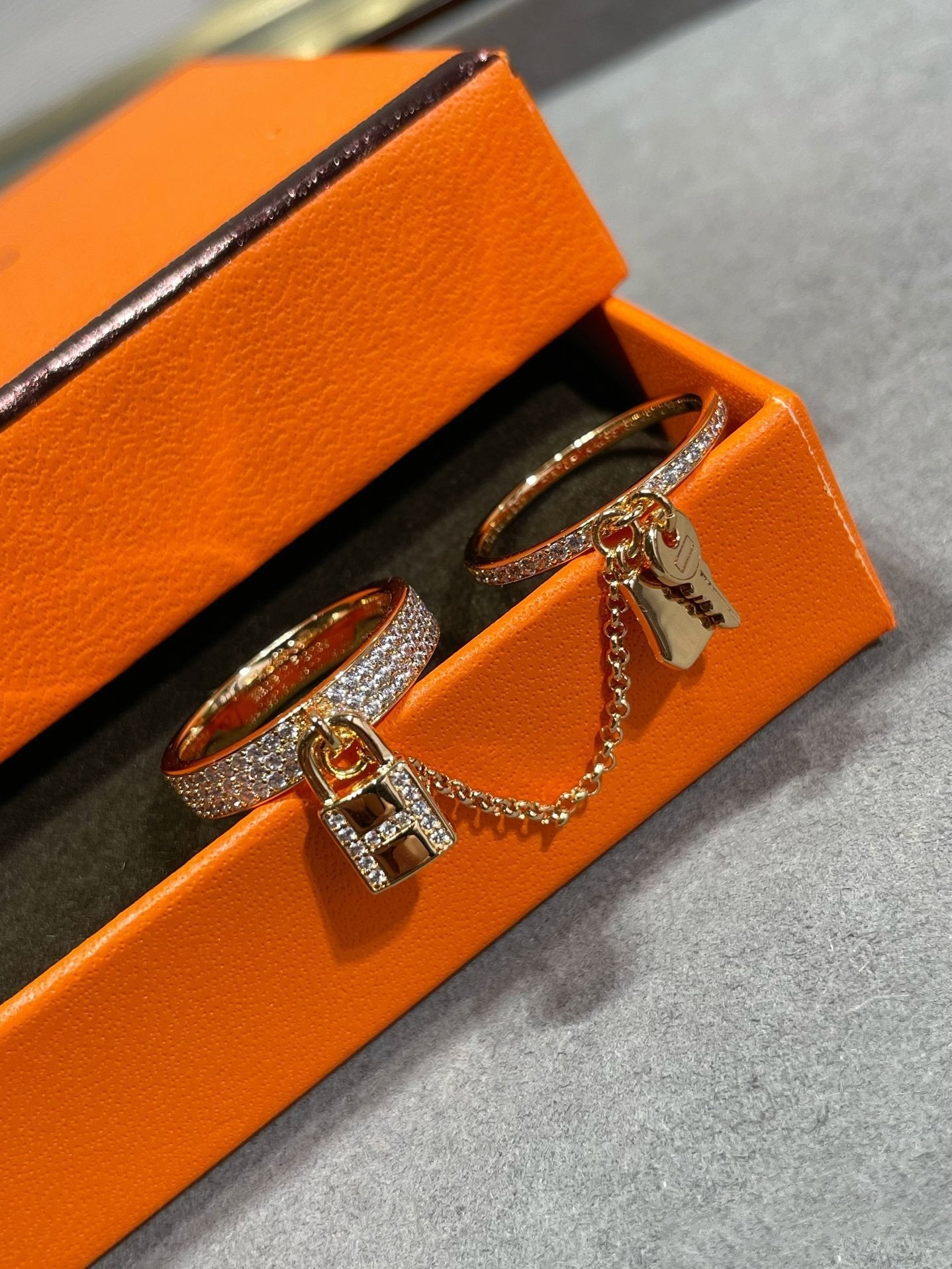 [⭐Glow]HM KELLY CLOCHETTE DOUBLE RING IN  WITH DIAMONDS