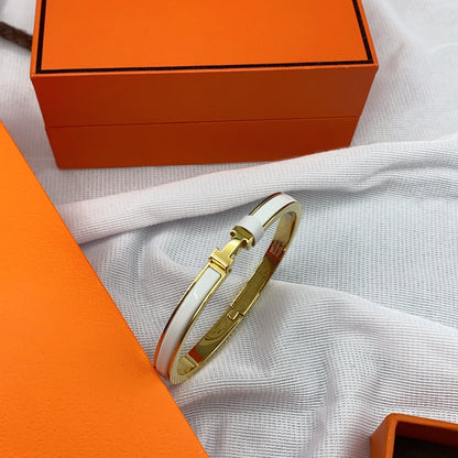 [⭐Glow]CLASSIC HM CLIC WHITE 8MM ENAMEL BRACELET