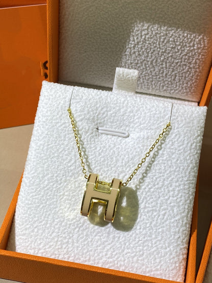 [⭐Glow]HM CLIC YELLOW ENAMEL GOLD NECKLACE