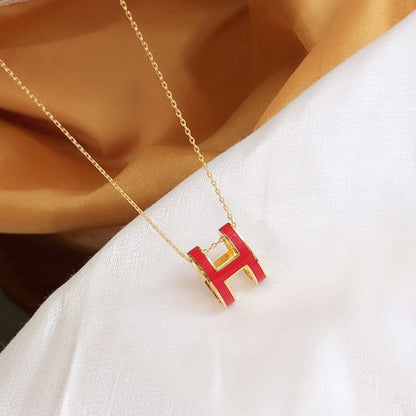 [⭐Glow]HM CLIC RED ENAMEL GOLD NECKLACE