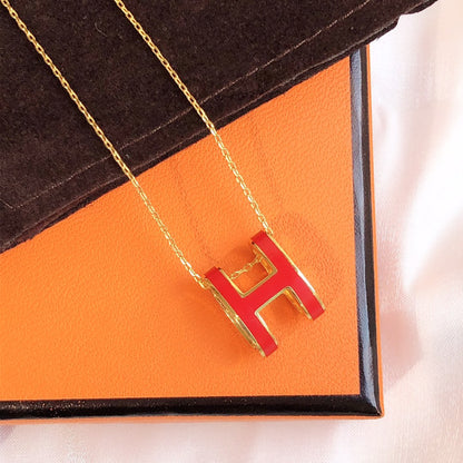 [⭐Glow]HM CLIC RED ENAMEL GOLD NECKLACE