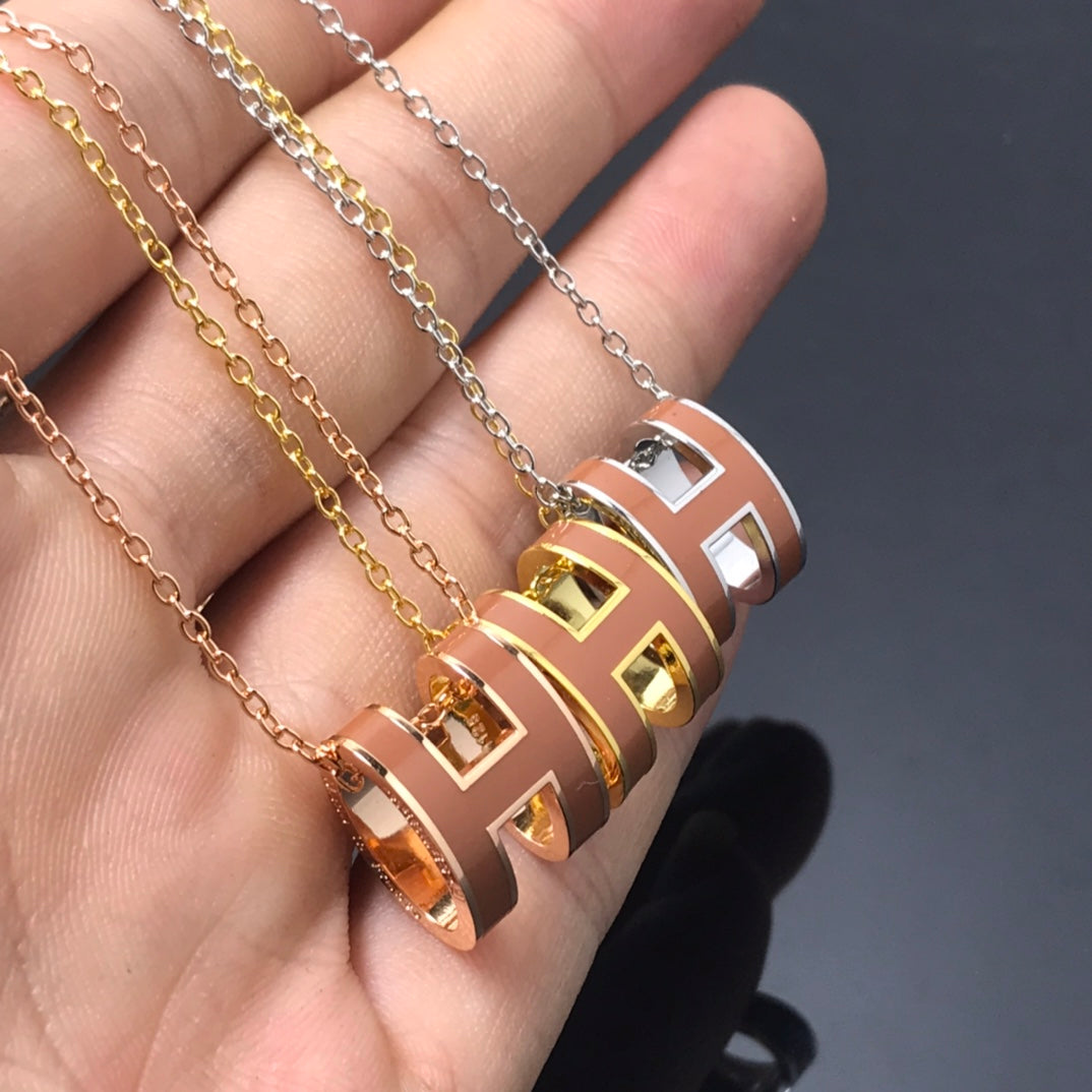 [⭐Glow]H NECKLACE BROWN