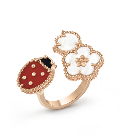 [⭐Glow]LUCKY 3 MOTIF ROSE GOLD RING
