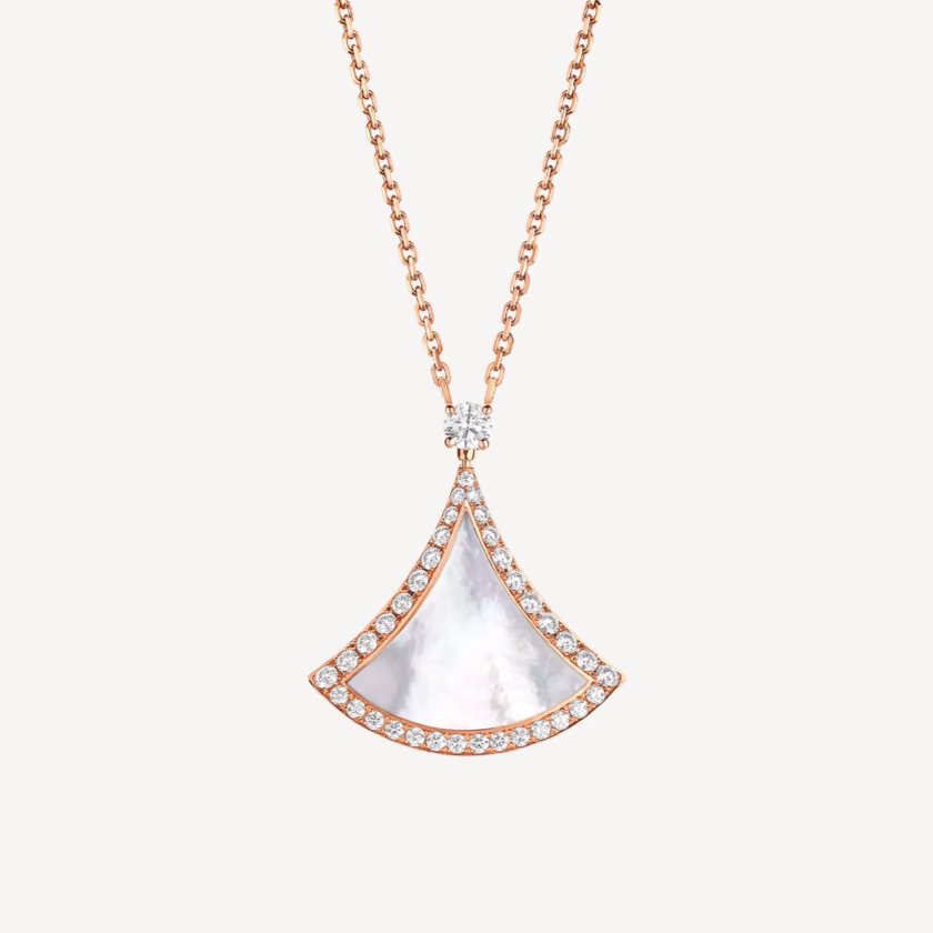 [⭐Glow]DREAM MOP DIAMOND PAVED PINK GOLD NECKLACE