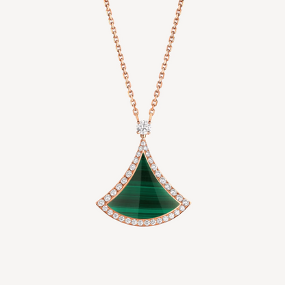 [⭐Glow]DREAM MALACHITE DIAMOND PAVED PINK GOLD NECKLACE