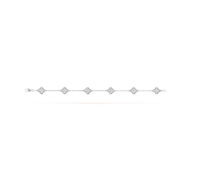 [⭐Glow]CLOVER 6 MOTIF SILVER DIAMOND BRACELET