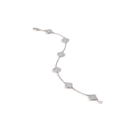 [⭐Glow]CLOVER 6 MOTIF SILVER DIAMOND BRACELET