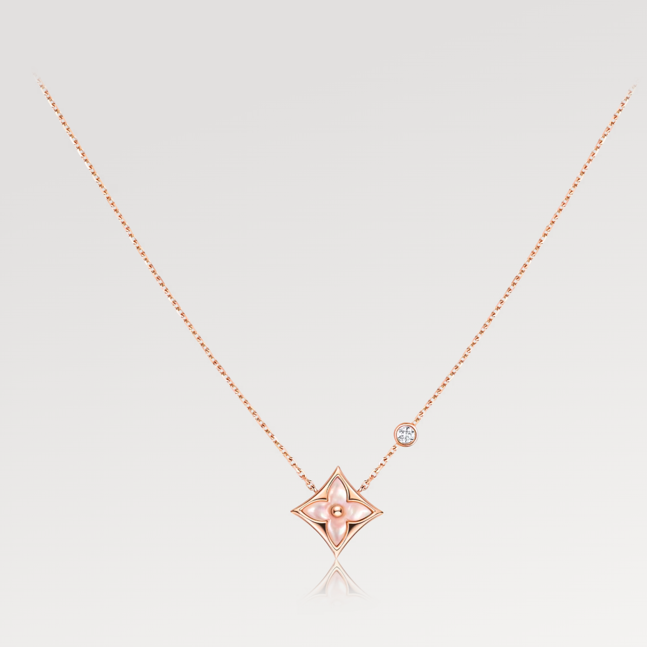 [⭐Glow]STAR PINK MOP 1 DIAMOND PINK GOLD NECKLACE