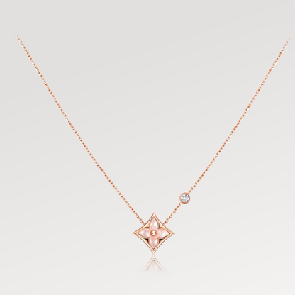 [⭐Glow]STAR PINK MOP 1 DIAMOND PINK GOLD NECKLACE