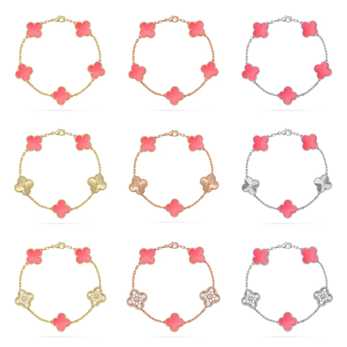 [⭐Glow] CLOVER 5 MOTIFS  PINK MOP BRACELET COLLECTION
