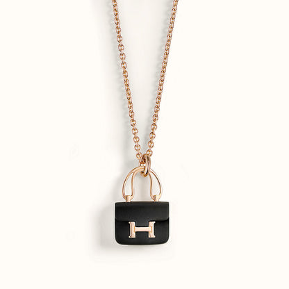 [⭐Glow]CONSTANCE BLACK PEDANT PINK GOLD NECKLACE