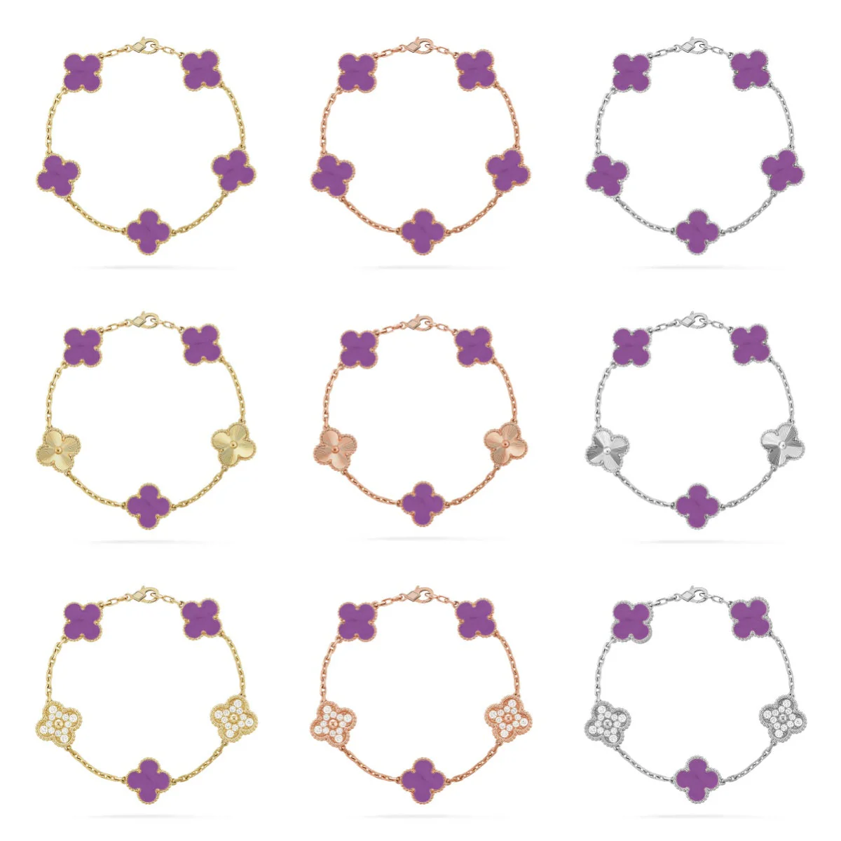 [⭐Glow] CLOVER 5 MOTIF VIOLET BRACELET COLLECTION