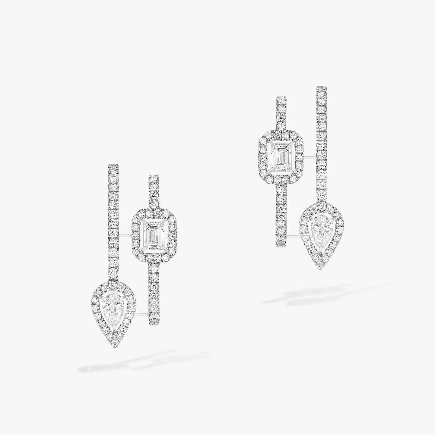 [⭐Glow]CREOLES MY TWIN 2 RANGS SILVER DIAMOND EARRINGS