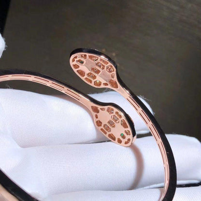 [⭐Glow]SERPENTI BRACELET PINK GOLD MALACHITE DIAMOND DOUBLE SNAKE
