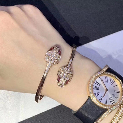 [⭐Glow]SERPENTI BRACELET PINK GOLD DIAMOND DOUBLE SNAKE
