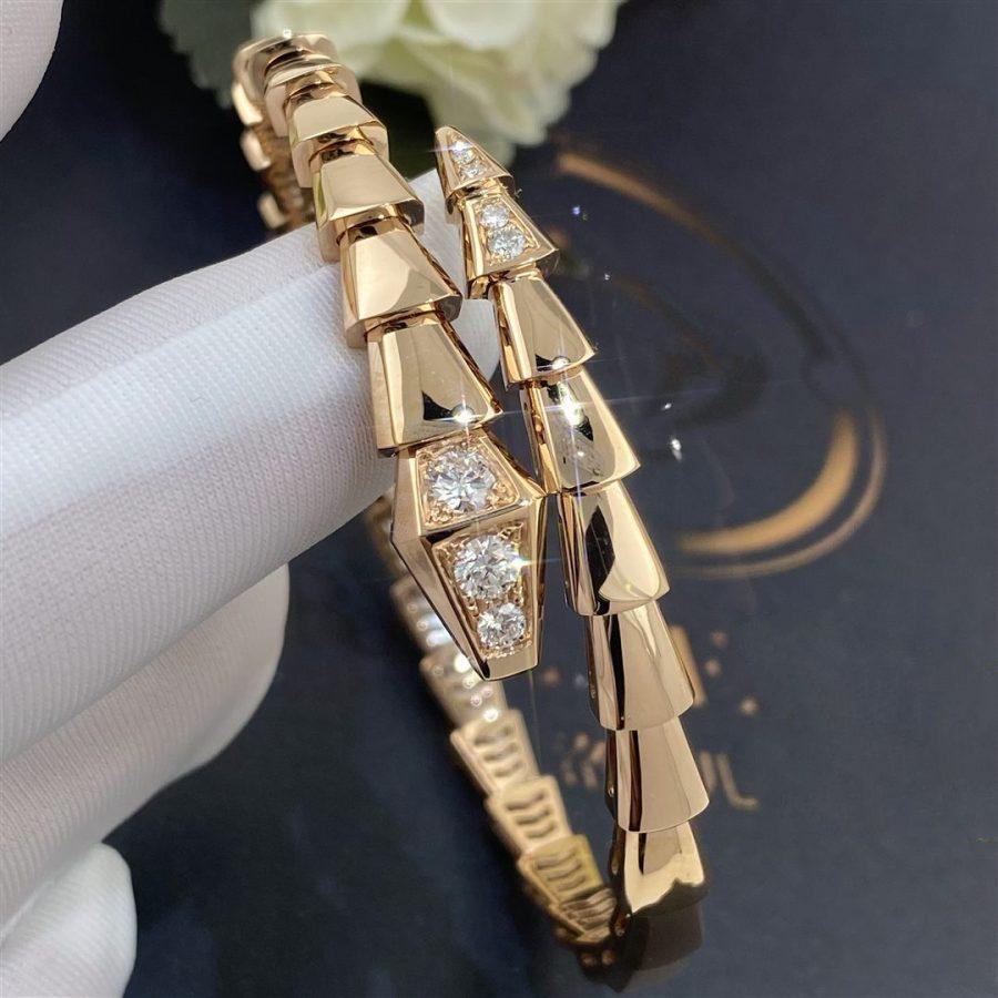 [⭐Glow]SERPENTI BRACELET DIAMONDS PINK GOLD