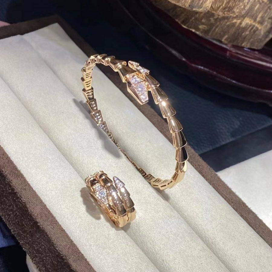 [⭐Glow]SERPENTI BRACELET DIAMONDS PINK GOLD