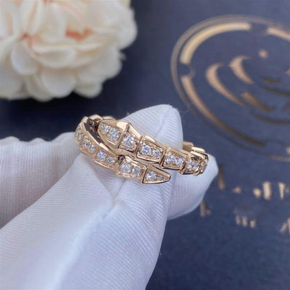 [⭐Glow]SERPENTI RING PINK GOLD DIAMOND PAVED 4MM