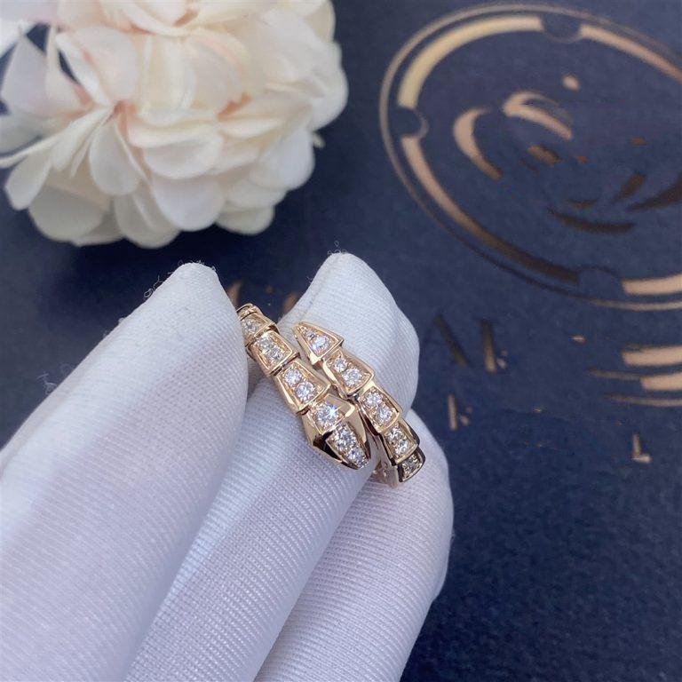 [⭐Glow]SERPENTI RING PINK GOLD DIAMOND PAVED 4MM