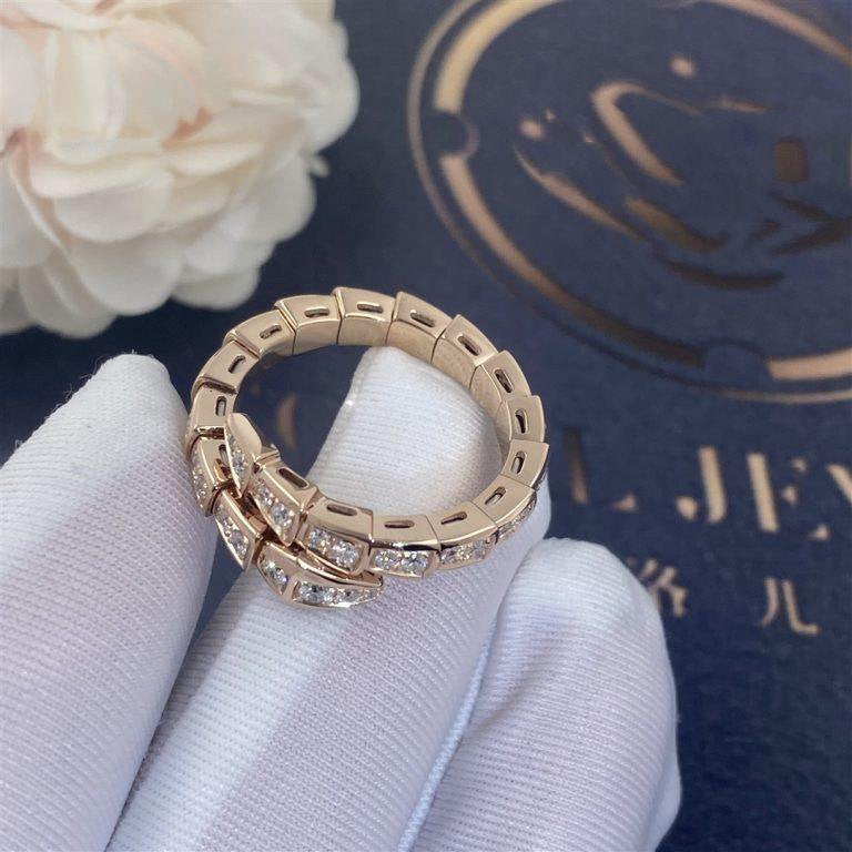 [⭐Glow]SERPENTI RING PINK GOLD DIAMOND PAVED 4MM