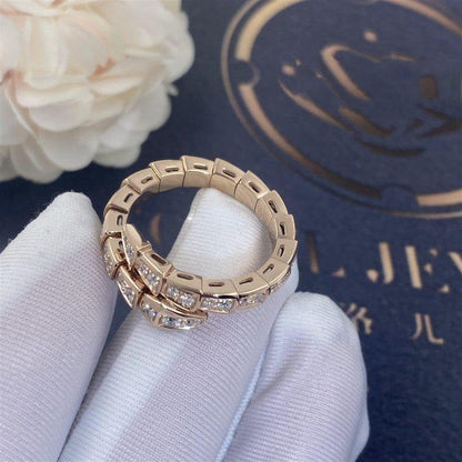 [⭐Glow]SERPENTI RING PINK GOLD DIAMOND PAVED 4MM