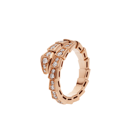 [⭐Glow]SERPENTI RING PINK GOLD DIAMOND PAVED 4MM