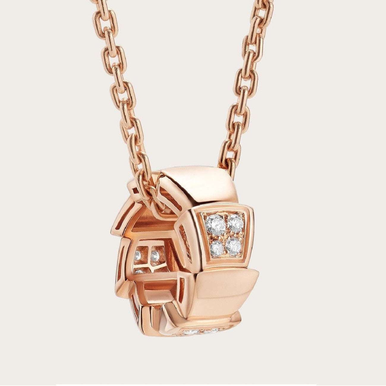 [⭐Glow]SERPENTI PEDANT DIAMOND PINK GOLD NECKLACE