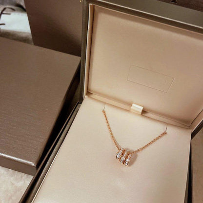 [⭐Glow]SERPENTI PINK GOLD NECKLACE DOUBLE RING DIAMOND