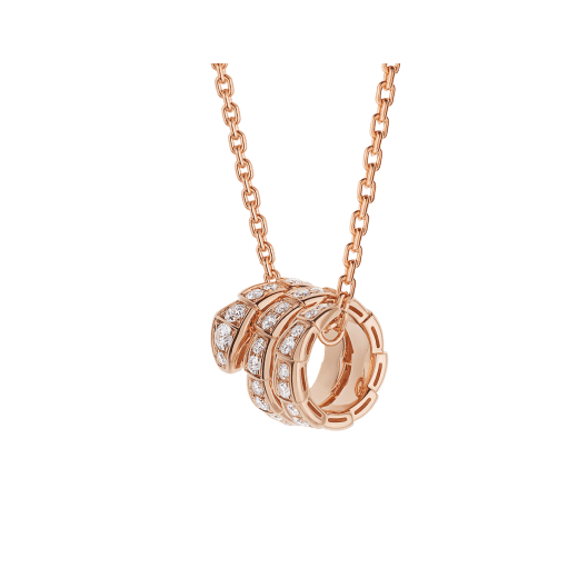 [⭐Glow]SERPENTI PINK GOLD NECKLACE DOUBLE RING DIAMOND