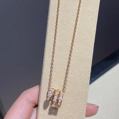 [⭐Glow]SERPENTI PINK GOLD NECKLACE DOUBLE RING DIAMOND